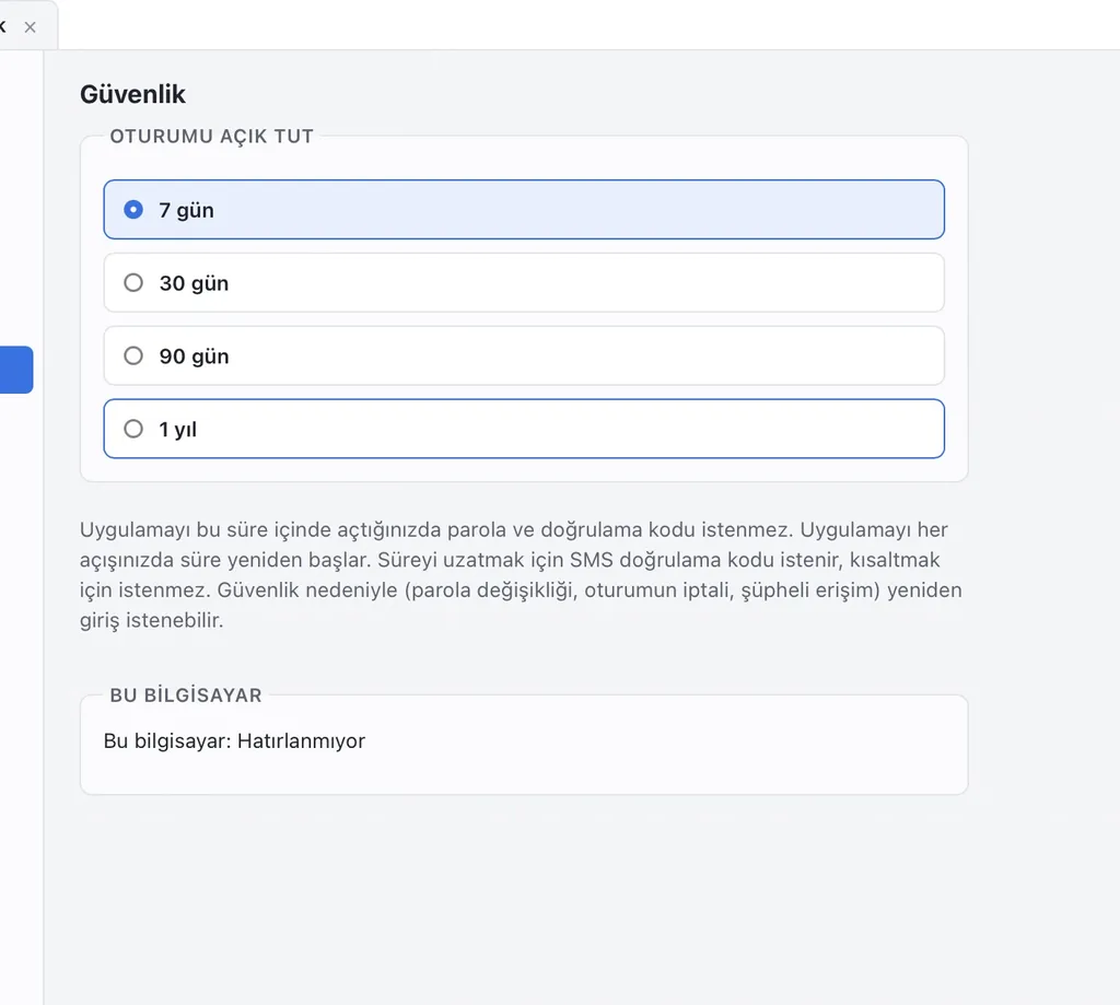 İmzala Masaüstü'nde oturum ve cihaz yönetimi